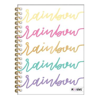 Cuaderno Con Espiral Tapa Dura Mooving Golden Rainbown 80 Hojas A5 16x21 Rayado Art.1205211